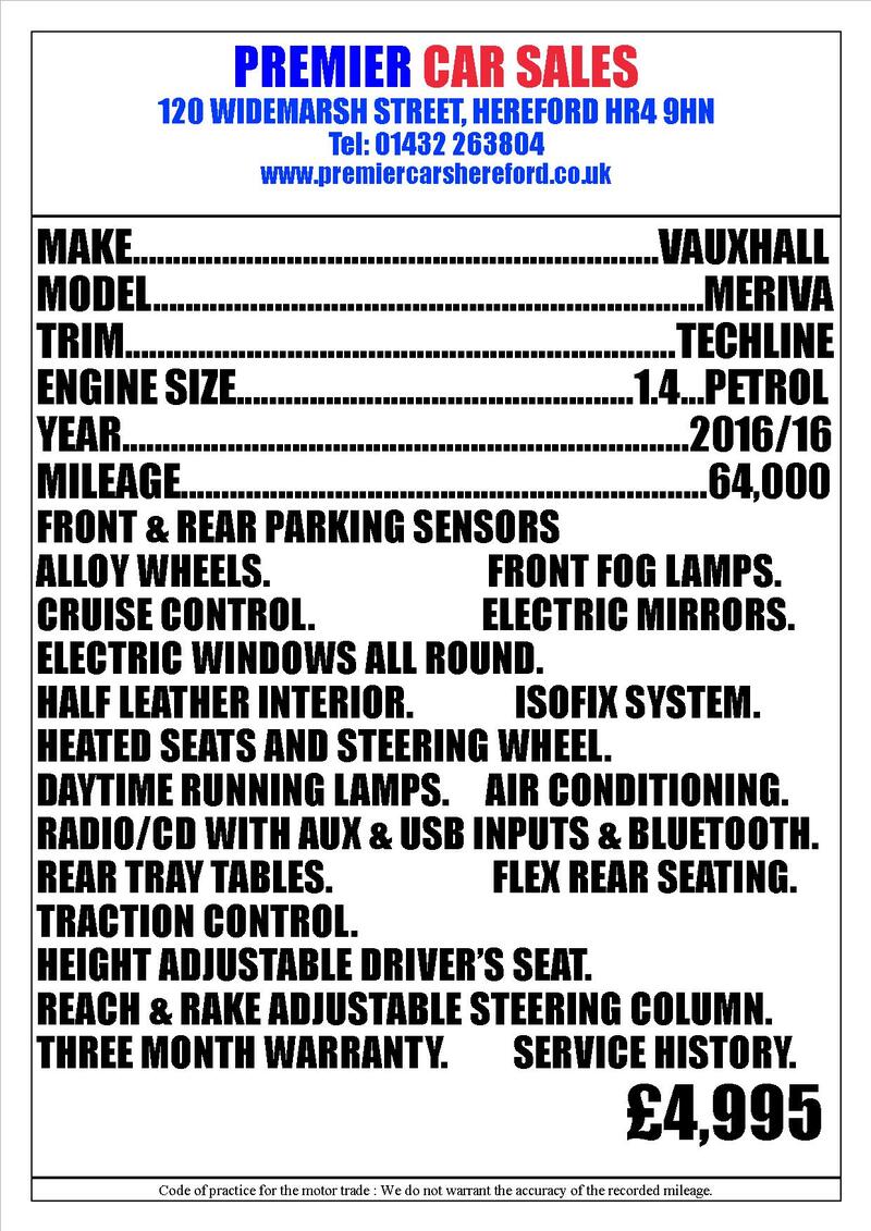 VAUXHALL MERIVA