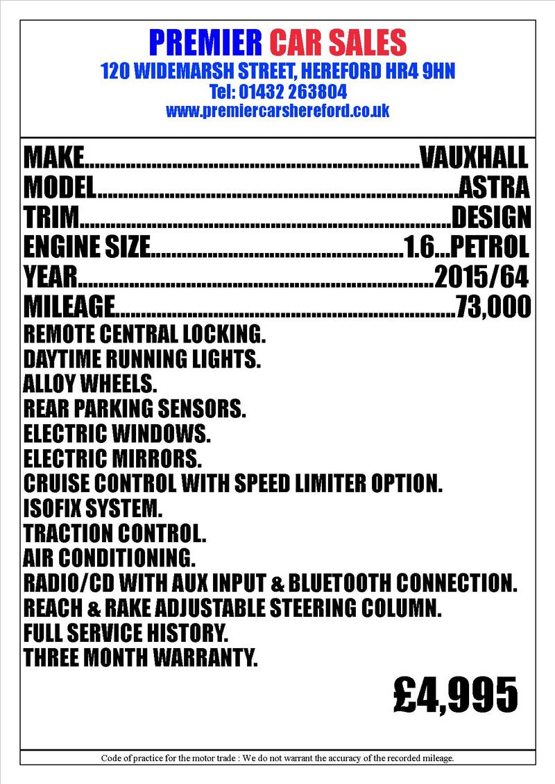 VAUXHALL ASTRA
